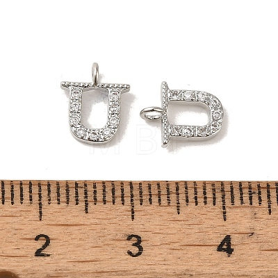 Initial Letter Brass Micro Pave Cubic Zirconia Pendants ZIRC-F008-U-1