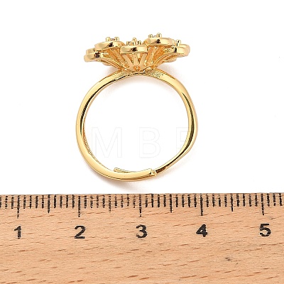 Flower Brass Micro Pave Cubic Zirconia Cup Peg Ring Settings for Half-drilled Beads KK-NH0009-04G-1