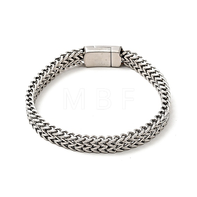 304 Stainless Steel Mesh Chain Bracelet with Magnetic Clasp for Men Women BJEW-E009-18P-1
