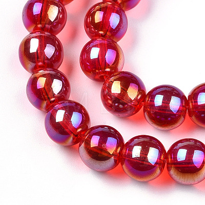 Electroplate Transparent Glass Beads Strands GLAA-T032-T8mm-AB09-1