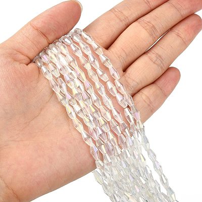 Electroplate Glass Beads Strands X-EGLA-R020-8x4mm-13-1