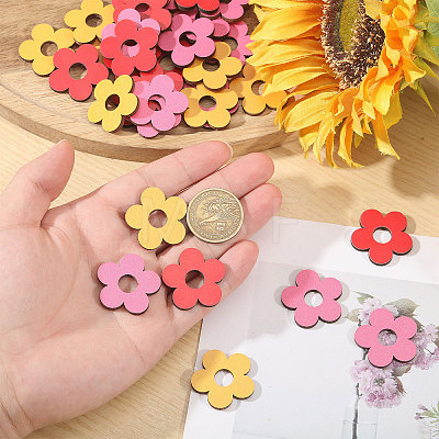 108Pcs Dyed Wooden Decotations AJEW-FH0007-95-1