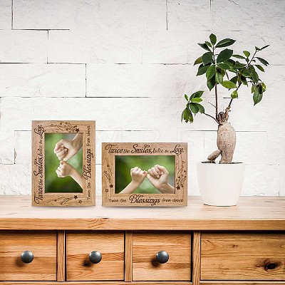 Rectangle with Star & Word Wooden Photo Frames AJEW-WH0292-007-1