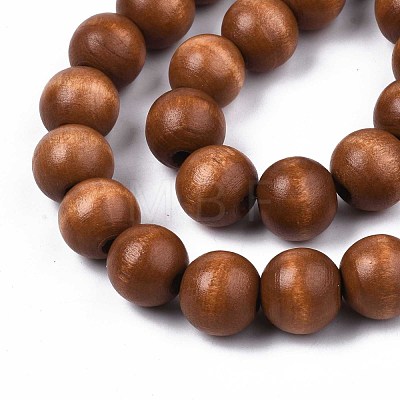 Spray Painted Natural Wood Beads Strands WOOD-S053-57E-1