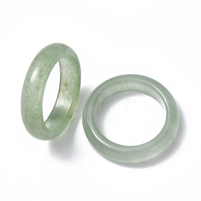 Natural Green Aventurine Plain Band Ring RJEW-P044-01B-06-1