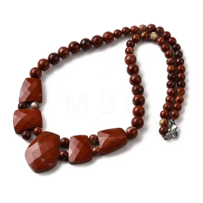Natural Red Jasper Faceted Bib Graduated Beaded Necklaces for Women NJEW-B128-01O-1
