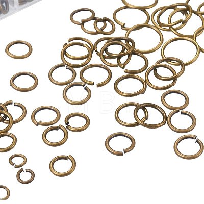 Mixed Sizes Diameter 4-10mm Brass Jump Rings Open Jump Rings Antique Bronze in Jewelry Making Supplies 1 Box KK-PH0008-AB-NF-B-1