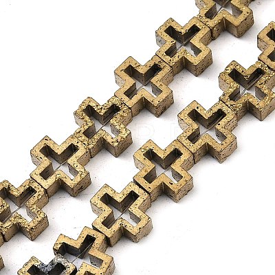 Electroplated Natural Lava Rock Beads Strands G-K388-02I-1