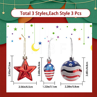 Independence Day Theme Ball & Star & Light Bulb Shape Plastic Ornaments DIY-WH0401-13-1