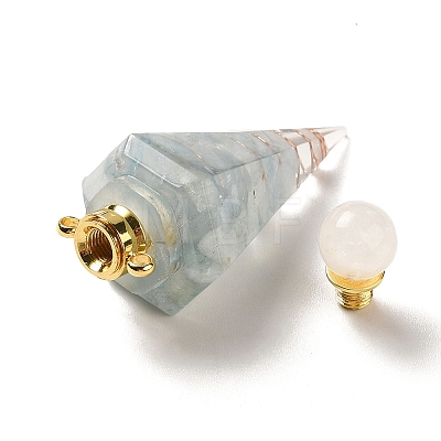 Natural Aquamarine Perfume Bottle Pendants G-H285-01G-08-1