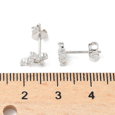 925 Sterling Silver Clear Cubic Zirconia Stud Earrings EJEW-Q032-01B-P-1