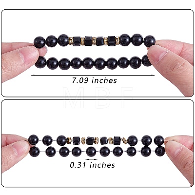 4Pcs 4 Style Synthetic Citrine & Natural Mashan Jade Stretch Bracelets Set with Glass Beaded BJEW-SW00105-01-1