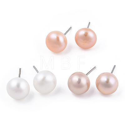 Natural Pearl Stud Earrings PEAR-N020-09B-1