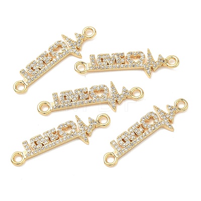 SHEGRACE Brass Micro Pave Clear Cubic Zirconia Connector Charms XGRQ3D931-494G-1