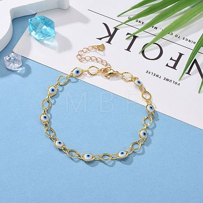 Brass Horse Eye Link Chains Anklets AJEW-AN00326-1