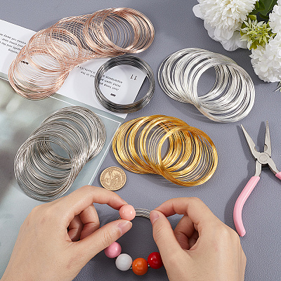 500Pcs 5 Colors Steel Memory Wire FIND-SP0002-10-1
