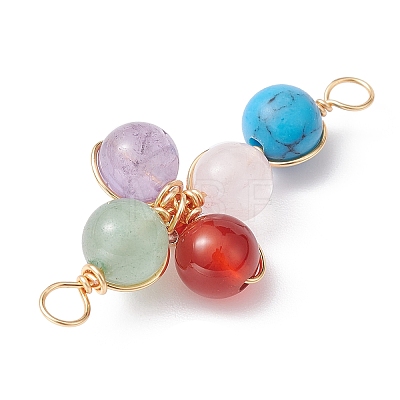 Mixed Gemstone Connector Charms PALLOY-JF02224-03-1