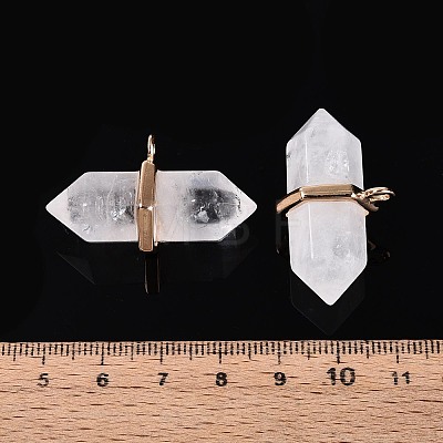 Natural Quartz Crystal Double Terminal Pointed Pendants G-N345-09A-1