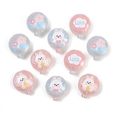 Printed Opaque Acrylic Beads OACR-D041-01B-1