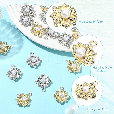 20Pcs 2 Colors Flower Alloy Rhinestone Pendants FIND-YW0011-39-1