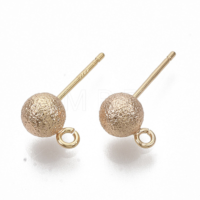 Brass Ball Stud Earring Findings X-KK-T048-010GB-NF-1
