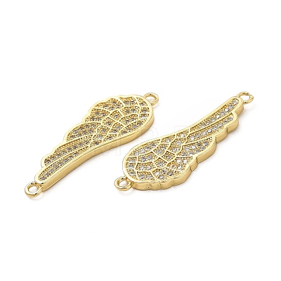 Brass Micro Pave Clear Cubic Zirconia Connector Charms KK-E068-VB063-1