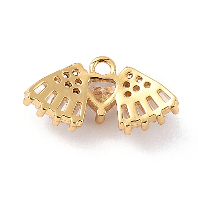 Eco-Friendly Brass Micro Pave Clear Cubic Zirconia Charms ZIRC-C027-07G-RS-1