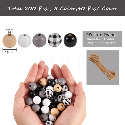 200Pcs Wooden Beads DIY-SZ0003-33C-1