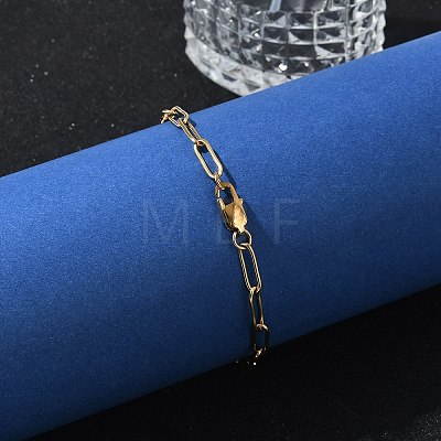 PVD Vacuum Plating 304 Stainless Steel Paperclip Chain Bracelets X-BJEW-I295-15G-1