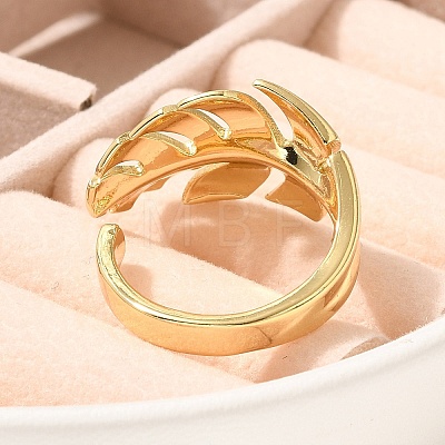 Rack Plating Brass Cuff Finger Rings for Women RJEW-C115-02G-1