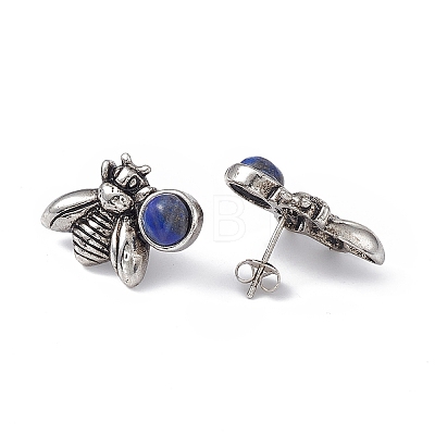 Natural Lapis Lazuli Bee Stud Earrings EJEW-C016-01AS-03-1