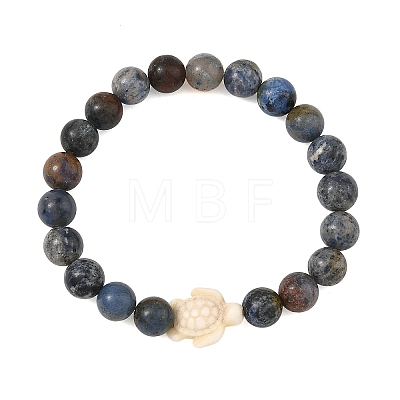 8.5MM Natural Dumortierite Round Beaded Stretch Bracelets BJEW-JB14304-1