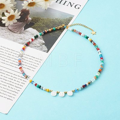 Electroplate Glass Beads Necklace NJEW-JN03530-1