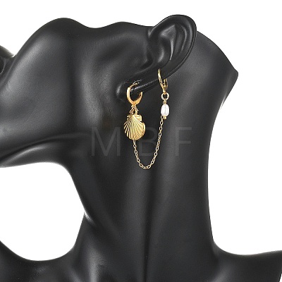 304 Stainless Steel Pendants & Natural Cultured Freshwater Pearl Leverback Earrings EJEW-JE07259-03-1