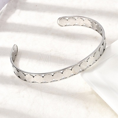 201 Stainless Steel Open Cuff Bangles for Women BJEW-Z162-01P-1