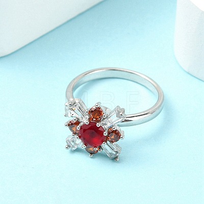 Flower Rotatable Open Cuff Rings for Women RJEW-G333-01C-1