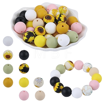 70Pcs 10 Styles Silicone Focal Beads SIL-SZ0002-31-1