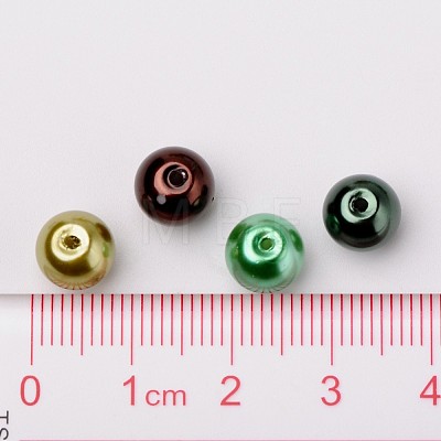 Choc-Mint Mix Pearlized Glass Pearl Beads HY-X006-8mm-04-1