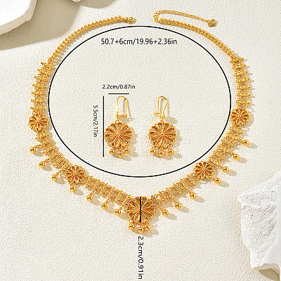 Elegant Brass Flower Tassel Charm Necklace & Earrings Sets for Women WJ2264-1