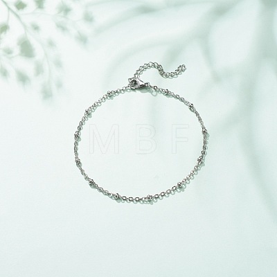 304 Stainless Steel Satellite Chains Anklet for Women AJEW-AN00501-1