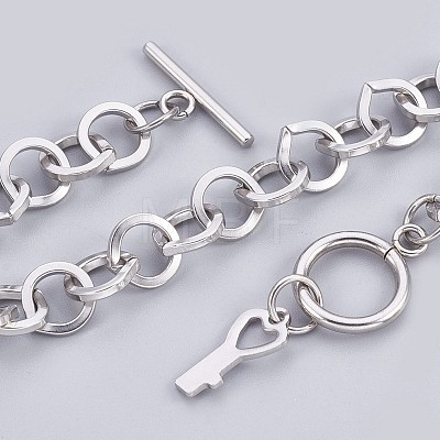 304 Stainless Steel Cable Chain Bracelets BJEW-P237-08P-1