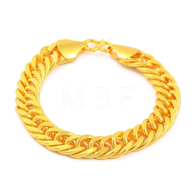 Brass Cuban Link Chain Bracelets BJEW-G710-01G-1