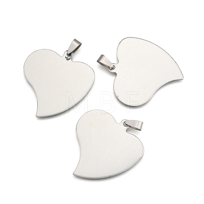 201 Stainless Steel Heart Stamping Blank Tag Pendants STAS-S030-13-1
