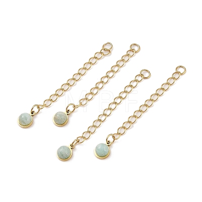 Ion Plating(IP) 316 Surgical Stainless Steel Curb Chain Extender with Natural  Amazonite Round Charm STAS-A097-01G-02-1