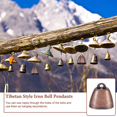 Tibetan Style Iron Bell Pendants FIND-WH0034-22R-1