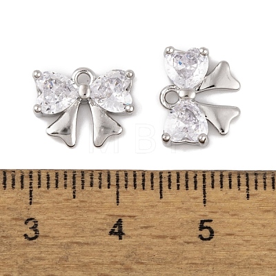 Brass Micro Pave Clear Cubic Zirconia Charms KK-L212-11P-1