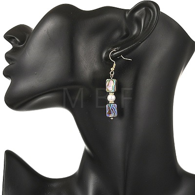 Abalone Shell/Paua Shell & Shell Pearl Bead Dangle Earrings EJEW-JE07322-1