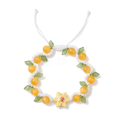 Handmade Porcelain and Cat Eye and Acrylic Beads Braided Bead Bracelets BJEW-TA00700-03-1