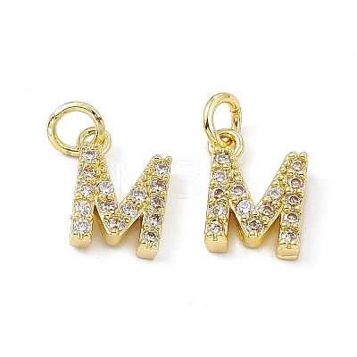 Real 18K Gold Plated Brass Micro Pave Clear Cubic Zirconia Charms KK-E068-VB452-M-1