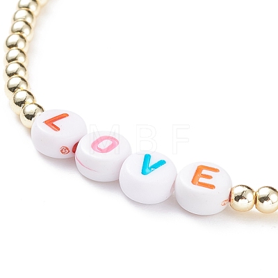 7Pcs 7 Style Synthetic Hematite Stretch Bracelets Set with Acrylic Letter Beads BJEW-JB08132-1